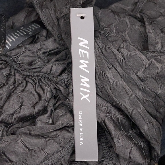 New S/M New Mix Black Textured Leggings Pull On Stretch Athletic Goth - Picture 12 of 12
